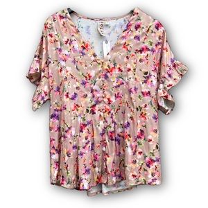 NWT Anthropologie Floral Watercolor Print Top